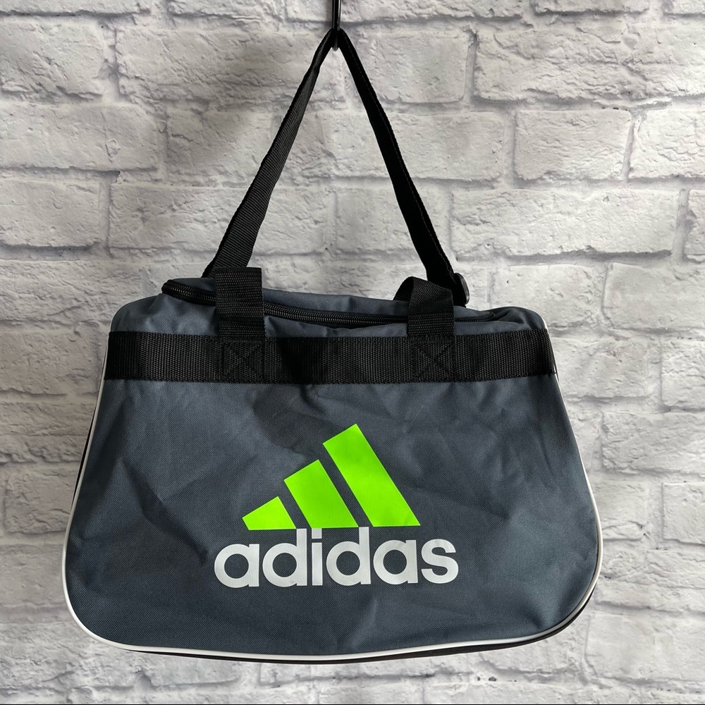 PREOWNED ADIDAS GREY GREEN DUFFLE BAG TOTE BAG GYM BAG